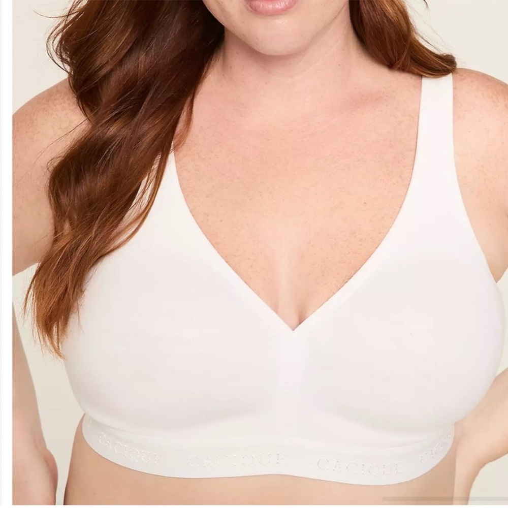 Cacique The Cotton Collection Unlined Full‎ Coverage No Wire Bra White Size 50C